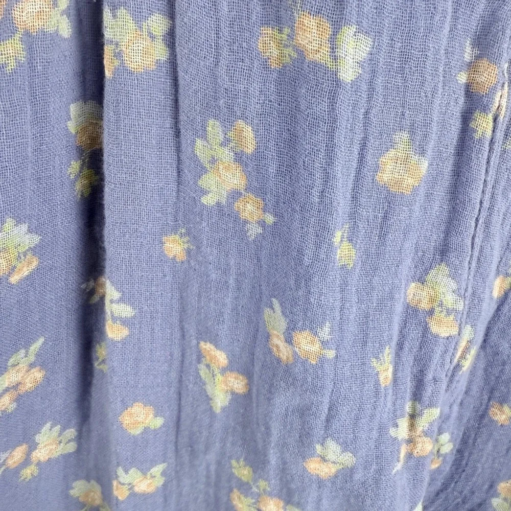 Free People Chloe Floral Print Indigo Combo Open Back Top Medum Boho Flowy NWT‎